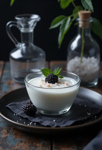 Panna cotta afumată servită