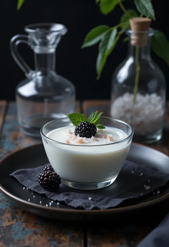 Panna cotta afumată servită