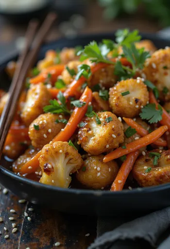 Wok de conopidă cu tofu și usturoi
