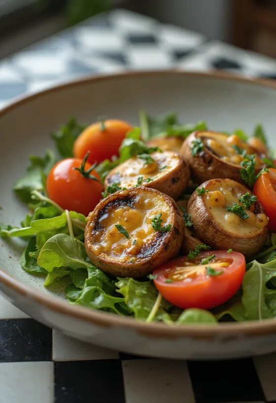 Salată de ciuperci la grătar cu legume proaspete