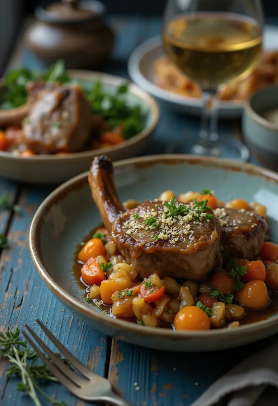 Osso buco rasol de vițel servit cu gremolata