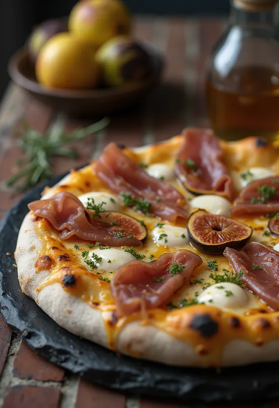 Pizza ai Fichi e Prosciutto cu smochine și șuncă