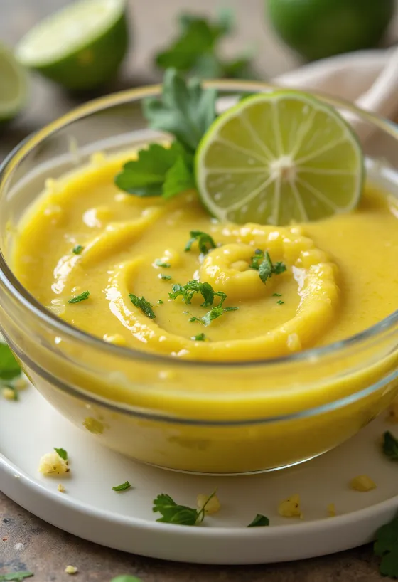 Sos de lime cu usturoi și curry servit