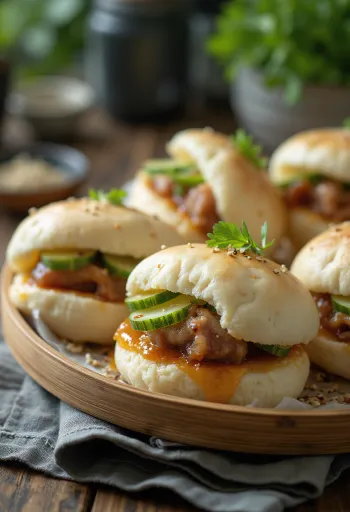 Pork belly buns servit