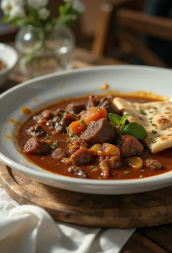 Carne de vită irakiană cu roșii Aiwaj servită