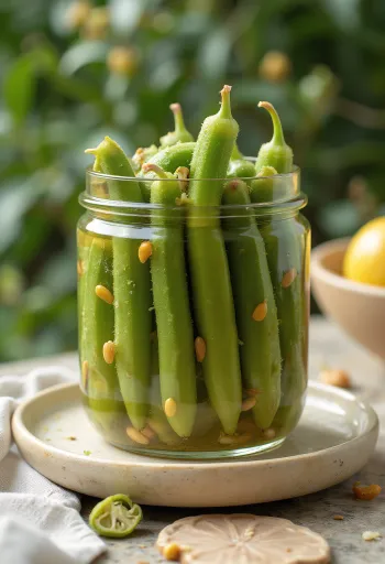 Okra în oțet în borcan