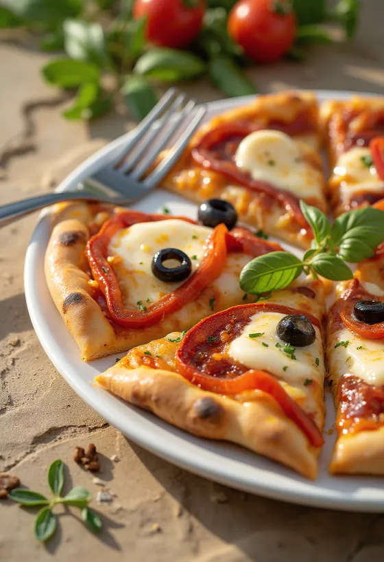 Pizza Española cu chorizo, ardei roșu și măsline
