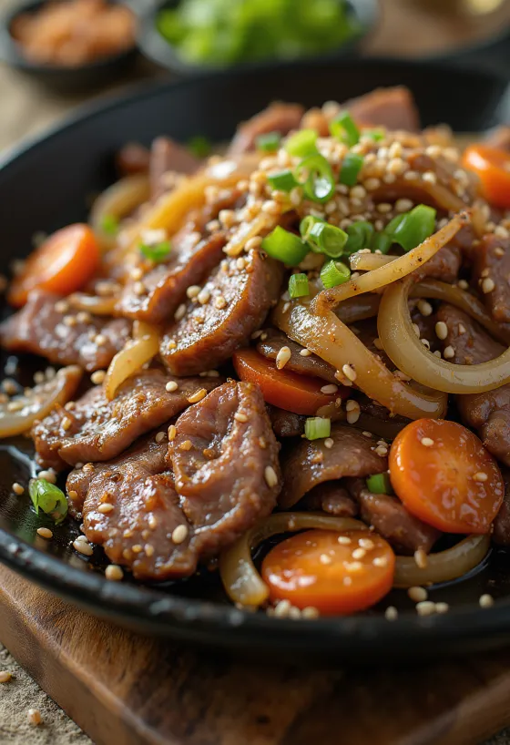 Bulgogi clasic servit cu carne de vită și lime